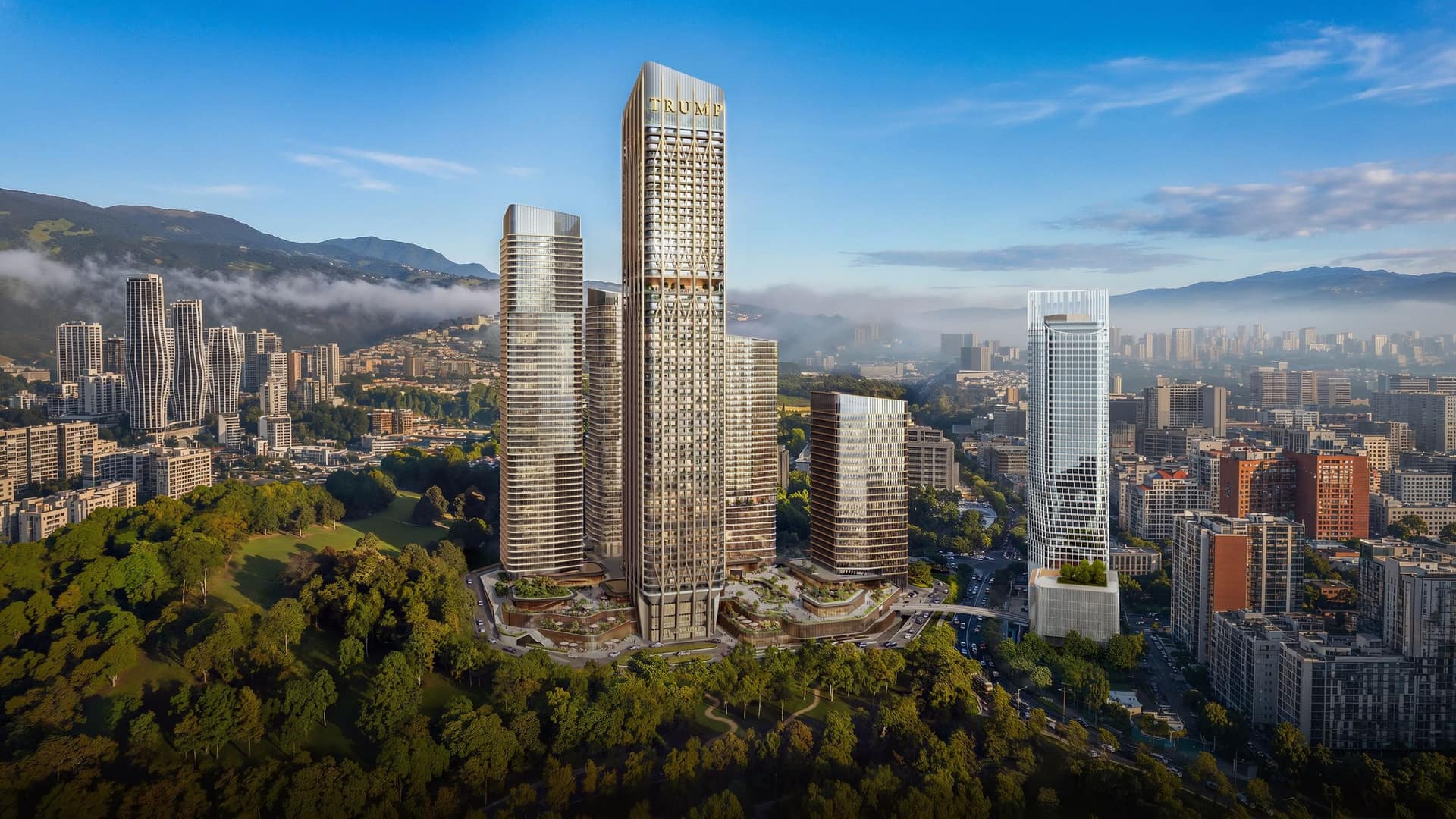 Квартал Downtown Tbilisi над Central Park, вид сверху